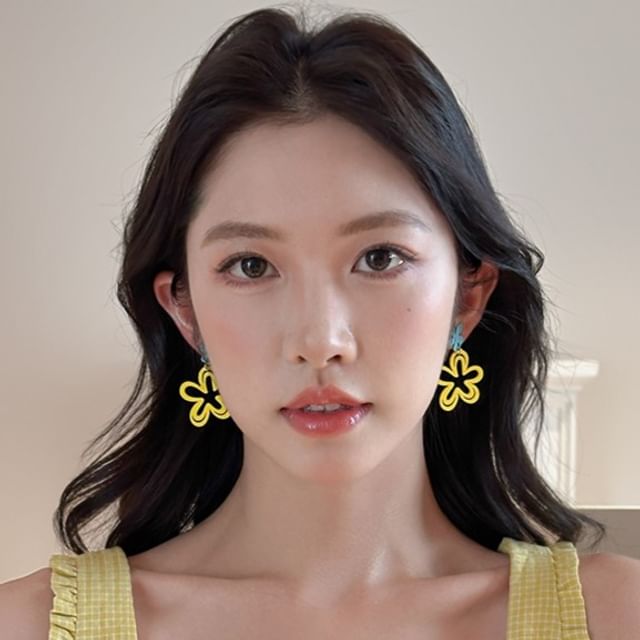 Rodiv-Floral Alloy Drop Earring