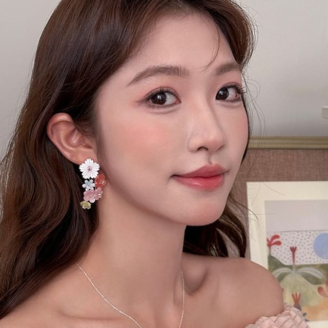 Rodiv-Floral Alloy Statement Earring