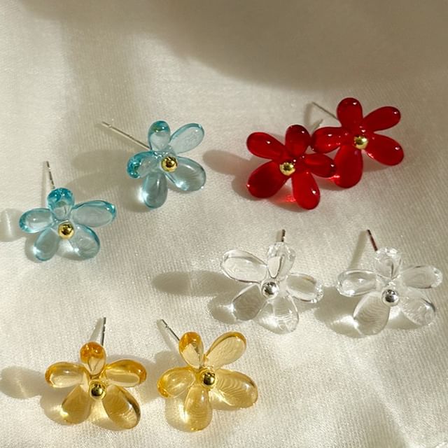 Rodiv-Floral Resin Stud Earring