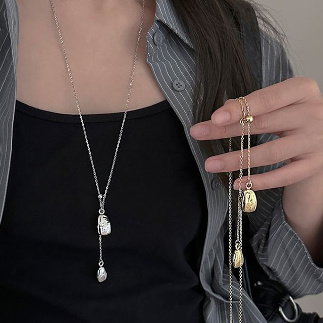 Rodiv-Glossy Lariat Necklace