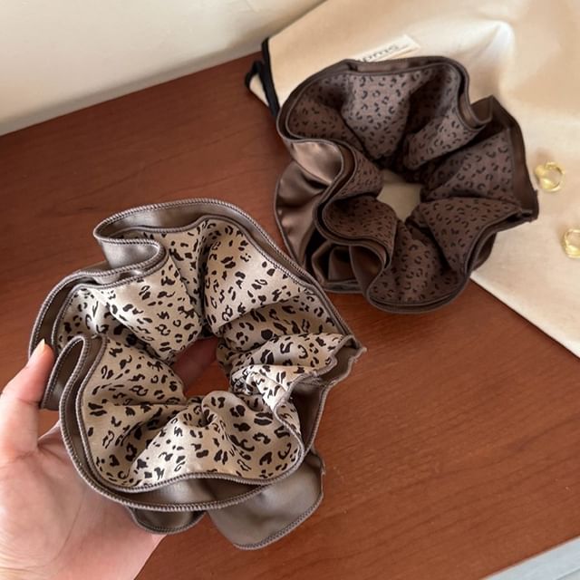 Rodiv-Leopard Print Fabric Scrunchie