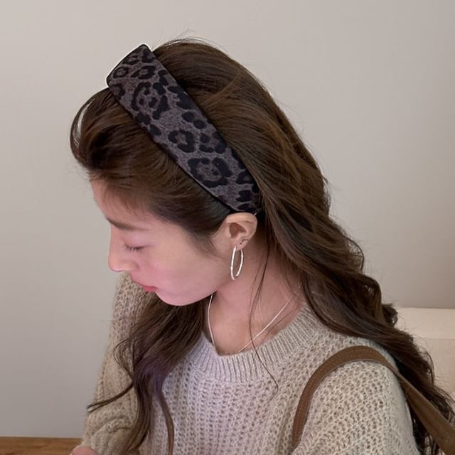 Rodiv-Leopard Print Wide Headband