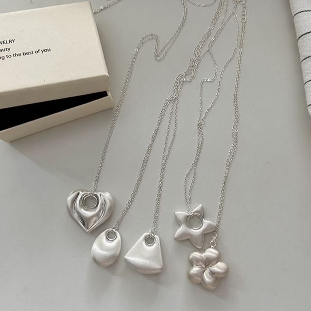 Rodiv-Metal Pendant Long Necklace