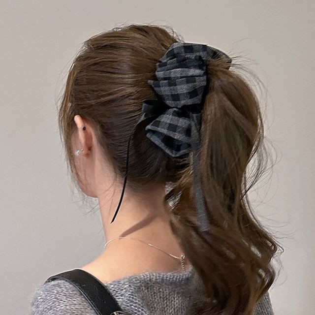 Rodiv-Plaid Fabric Hair Claw Clip