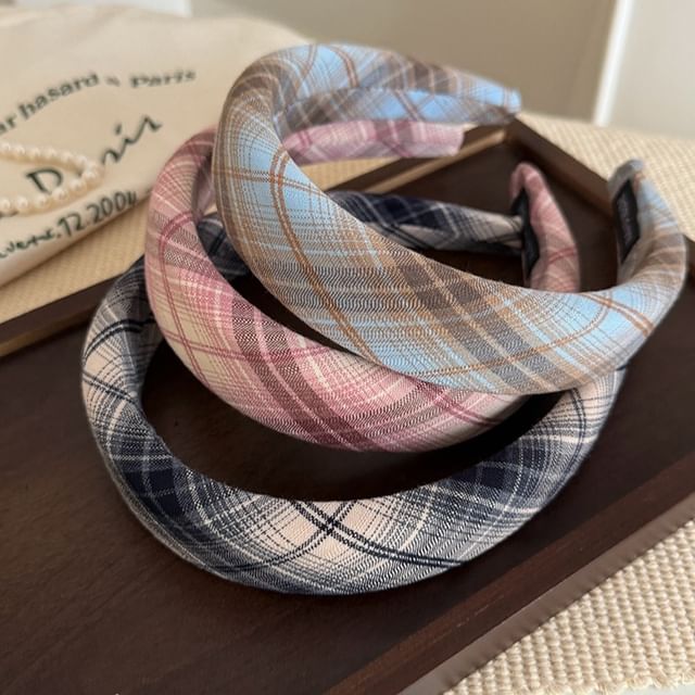 Rodiv-Plaid Wide Headband