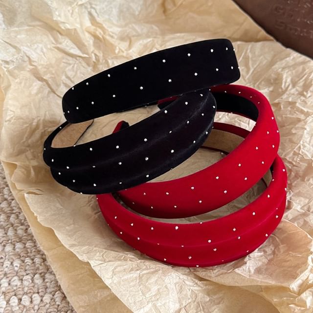 Rodiv-Rhinestone Flannel Headband Various Designs