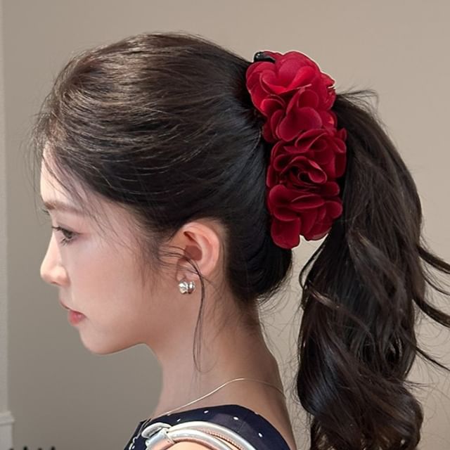 Rodiv-Ruffle Mesh Hair Claw Clip Various Designs