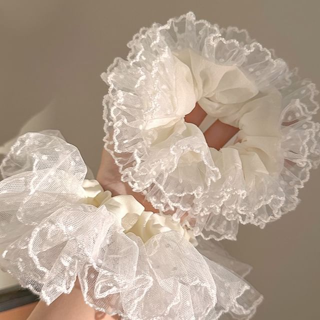 Rodiv-Ruffle Mesh Scrunchie Various Designs