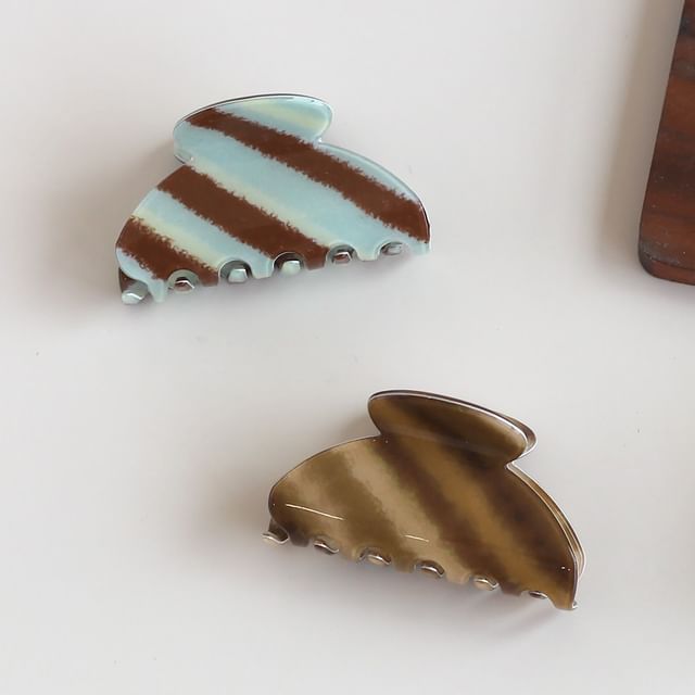 Rodiv-Striped Acetate Hair Claw Clip