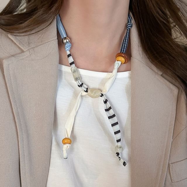 Rodiv-Striped Rope Necklace