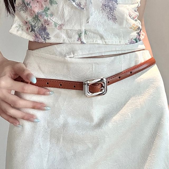 Rofuka-Faux Leather Slim Belt
