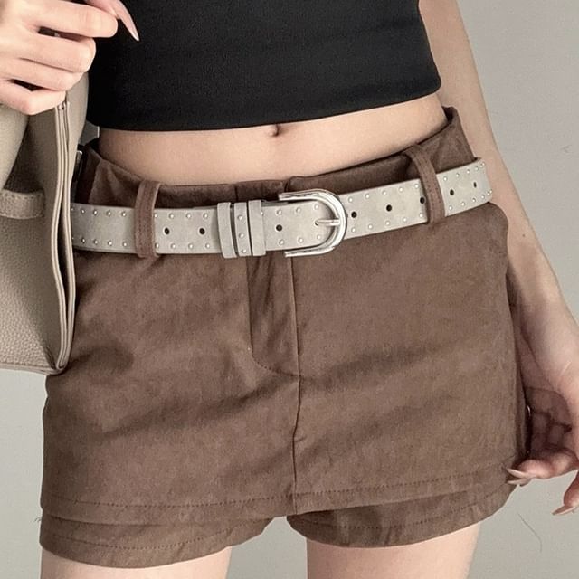 Rofuka-Faux Leather Studded Belt