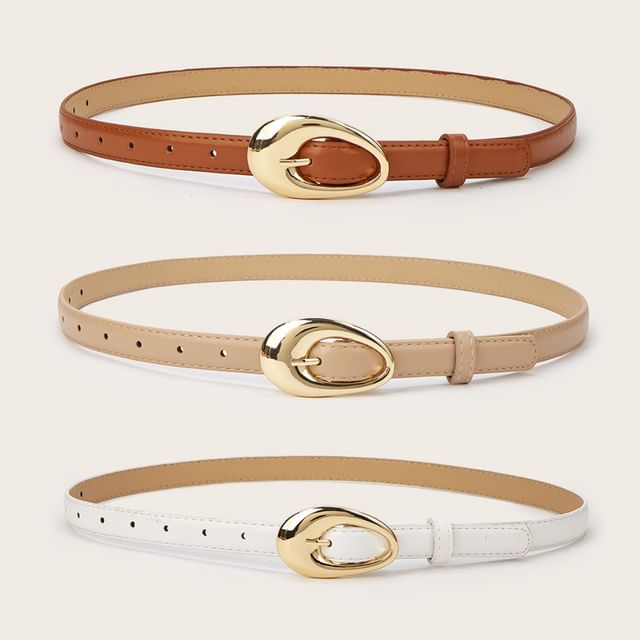 Rofuka-Faux Leather Thin Belt