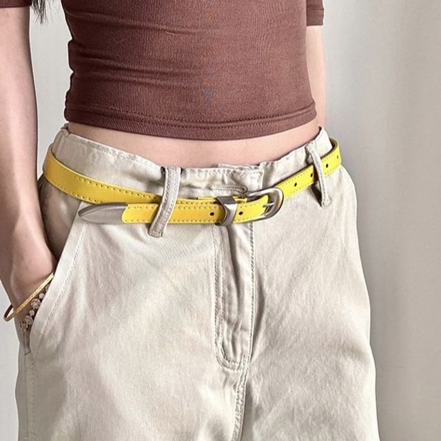 Rofuka-Faux Leather Thin Belt