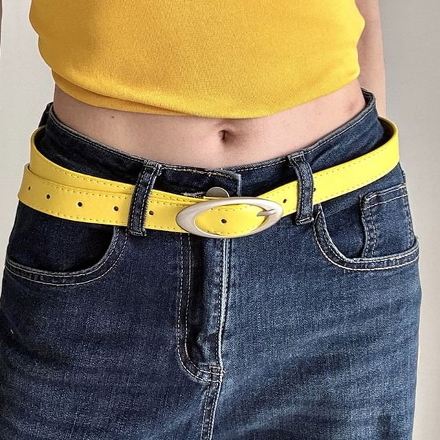 Rofuka-Faux Leather Thin Belt