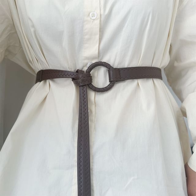 Rofuka-Holeless Faux Leather Belt