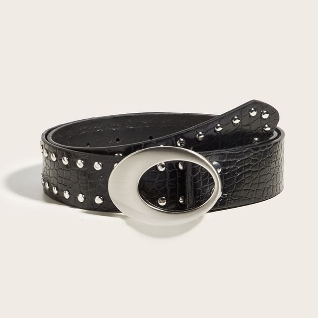 Rofuka-Oval Buckle Studded Belt