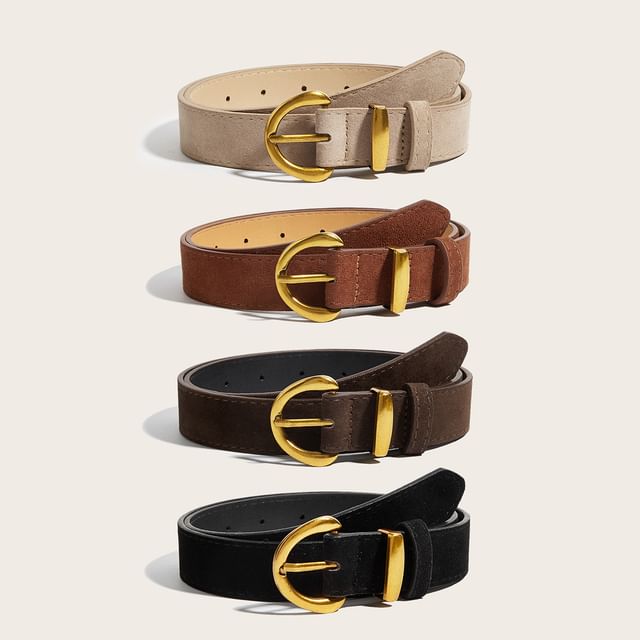 Rofuka-Plain Faux Suede Belt