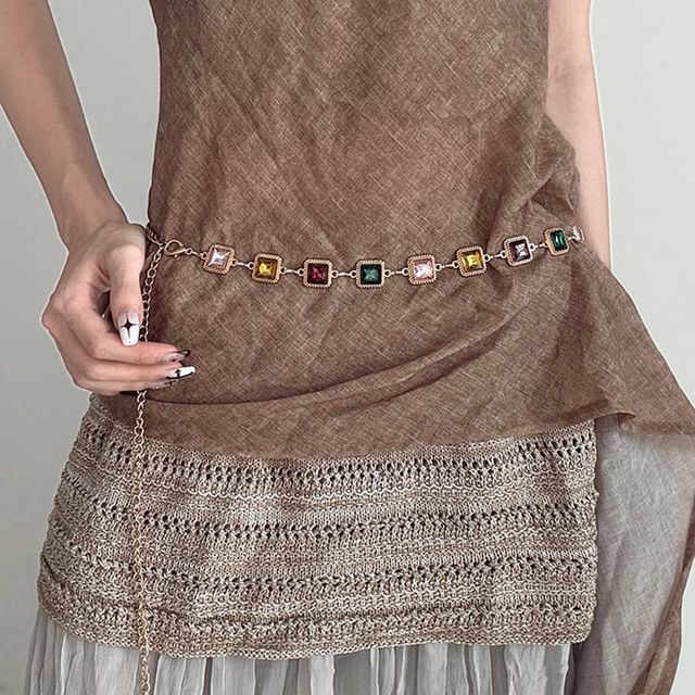 Rofuka-Rhinestone Waist Chain