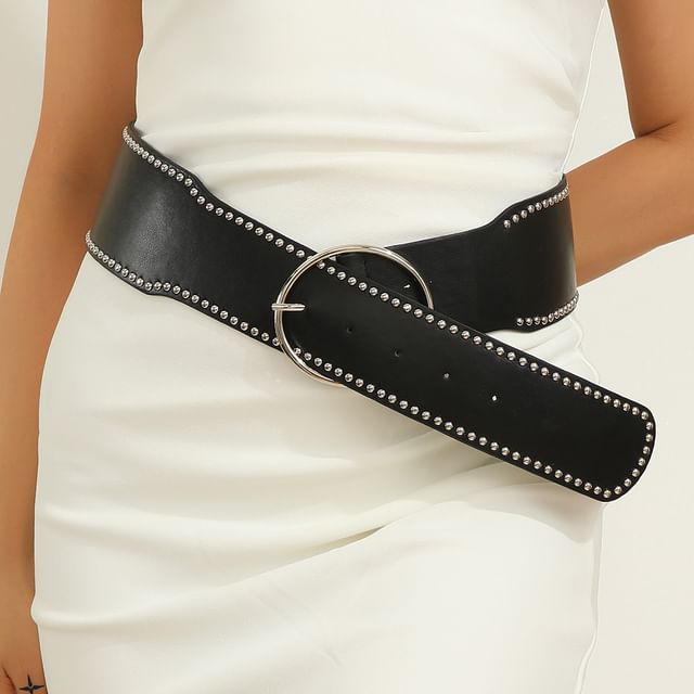 Rofuka-Studded Faux Leather Belt