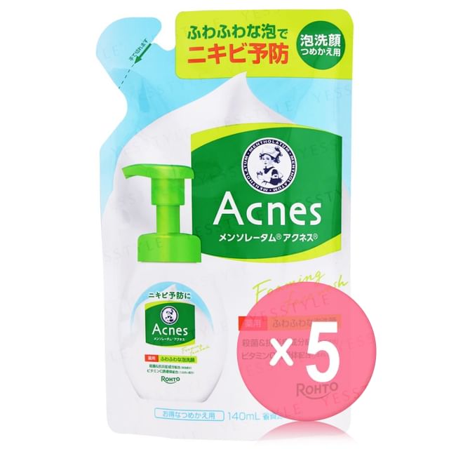 Rohto Mentholatum-Acnes Foam Face Wash Refill 5pcs Bundle Set