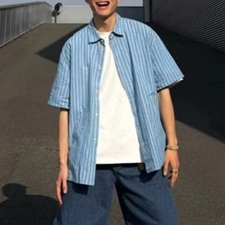 ROOSE-Short-Sleeve Striped Shirt