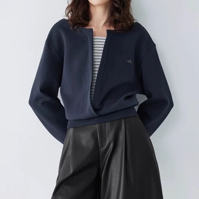Rosamira-Round Neck Mock Two Piece Sweatshirt