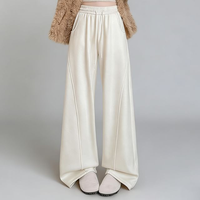 Rosehedge-Drawstring Waist Plain Wide Leg Pants Various Designs