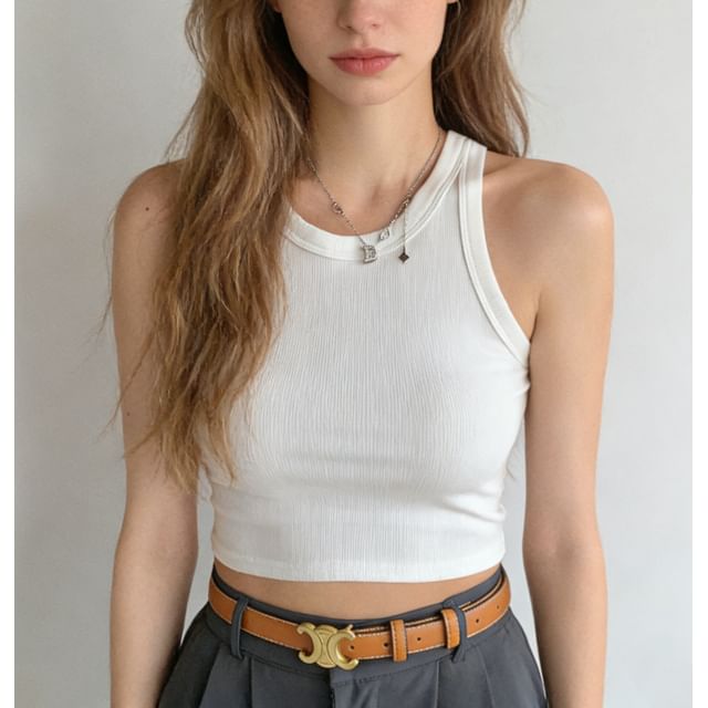 Rosehedge-Plain Ribbed Crop Tank Top