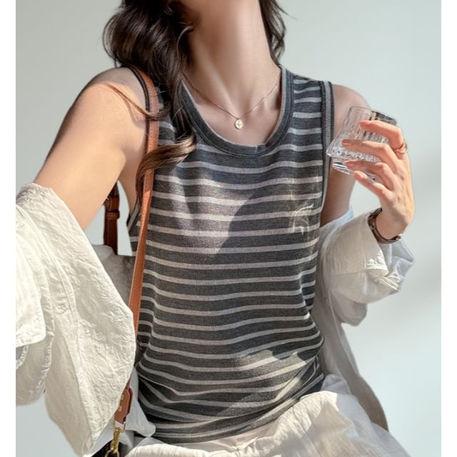 Rosehedge-Striped Loose-Fit Tank Top