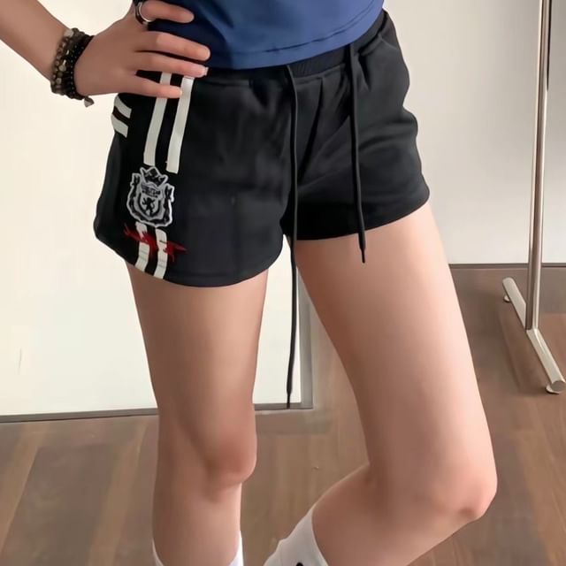 Rosesand-High Waist Striped Sweat Shorts