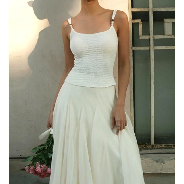 Rosesand-Scoop Neck Plain Slim-Fit Tank Top