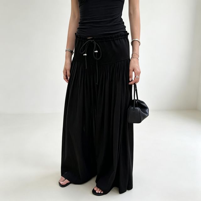 Rosy Street-Maternity Drawstring Waist Plain Culottes