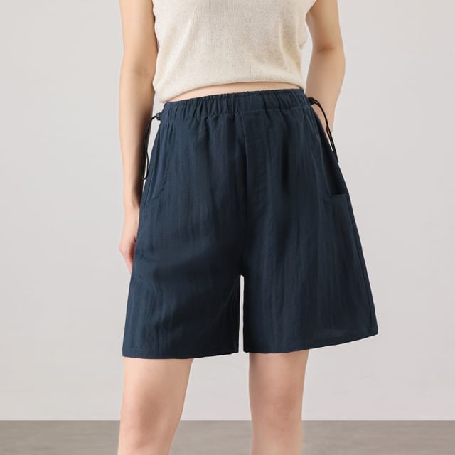 Rosy Street-Maternity Drawstring Waist Plain Shorts