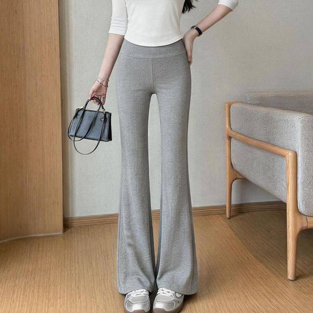 Rosy Street-Maternity High Waist Plain Flared Pants
