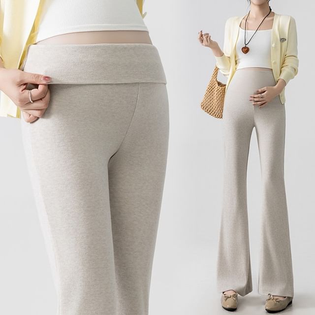 Rosy Street-Maternity High Waist Plain Flared Pants