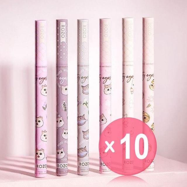 ROZO-Cat Print Fine Liquid Eyeliner Aegyosal Pen 10pcs Bundle Set