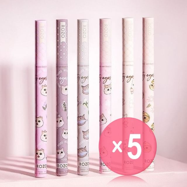 ROZO-Cat Print Fine Liquid Eyeliner Aegyosal Pen 5pcs Bundle Set