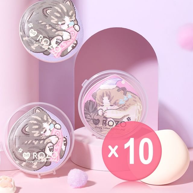 ROZO-Sleepy Kitten Powder Puff with Case 10pcs Bundle Set