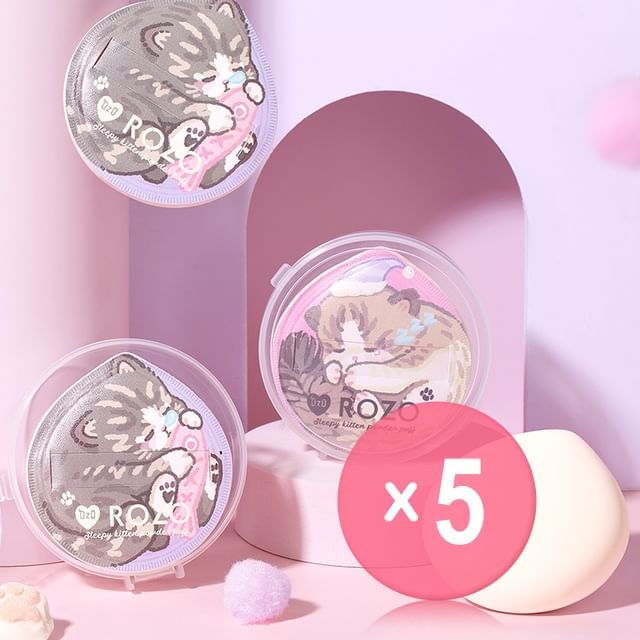 ROZO-Sleepy Kitten Powder Puff with Case 5pcs Bundle Set