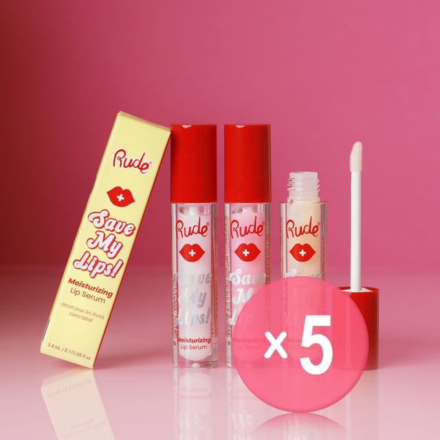 Rude Cosmetics-Save My Lips Moisturizing Lip Serum - 2 Colors 5pcs Bundle Set