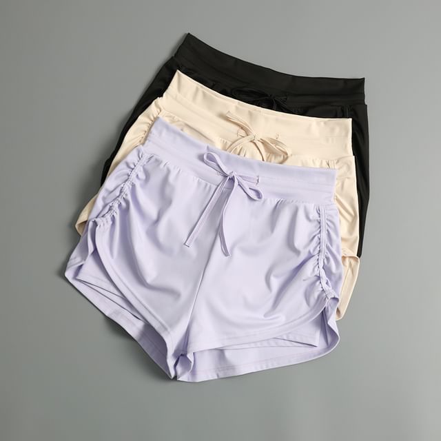 Runyz-Drawstring Waist Plain Sport Shorts