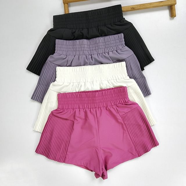 Runyz-Elastic Waist Plain Sport Shorts