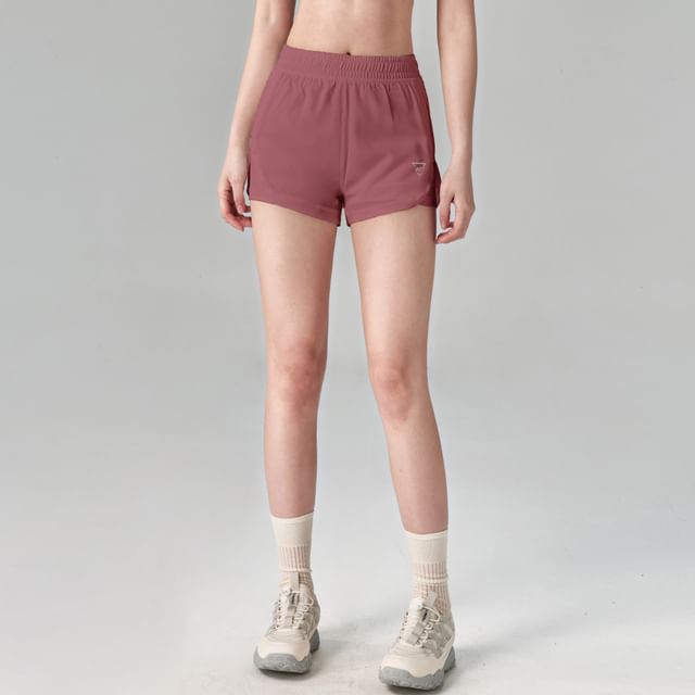 Runyz-Elastic Waist Plain Sport Shorts