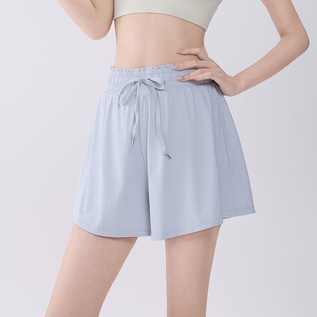 Runyz-Elastic Waist Plain Sport Shorts