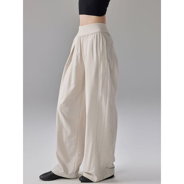 Runyz-High Rise Plain Wide Leg Sweatpants