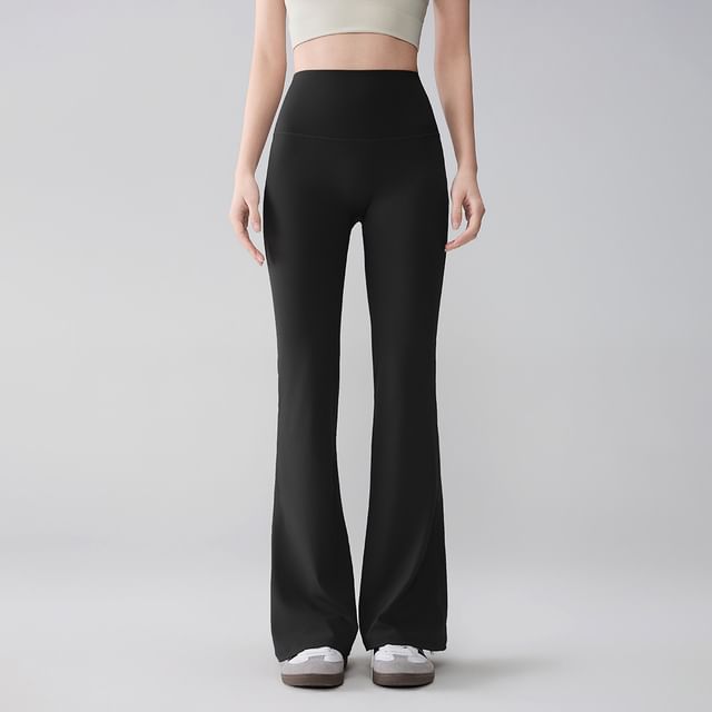 Runyz-High Waist Plain Flared Pants
