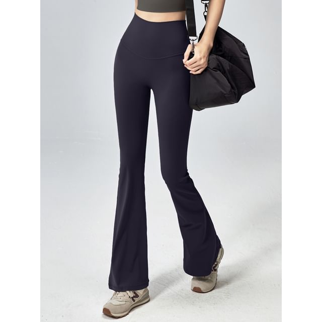 Runyz-High Waist Plain Flared Sweatpants