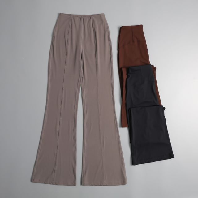 Runyz-High Waist Plain Flared Yoga Pants