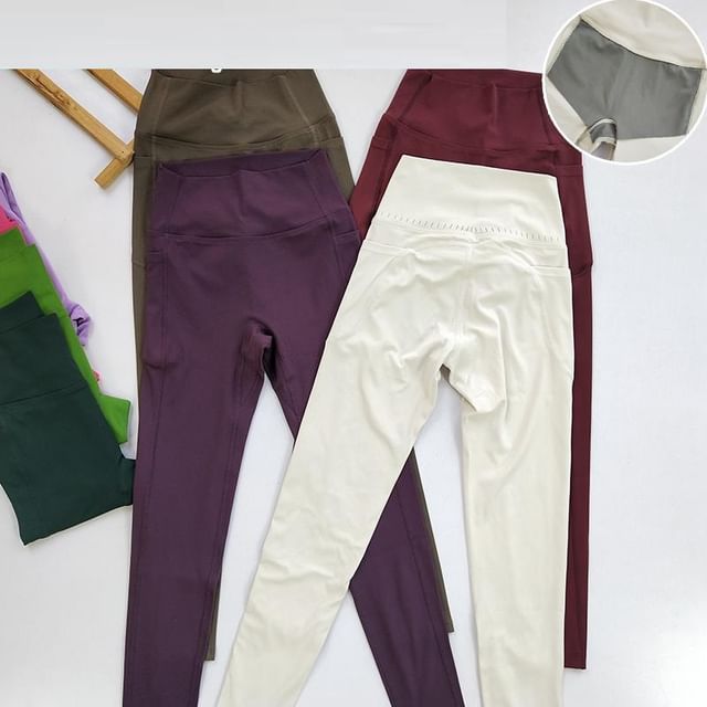 Runyz-High Waist Plain Yoga Pants